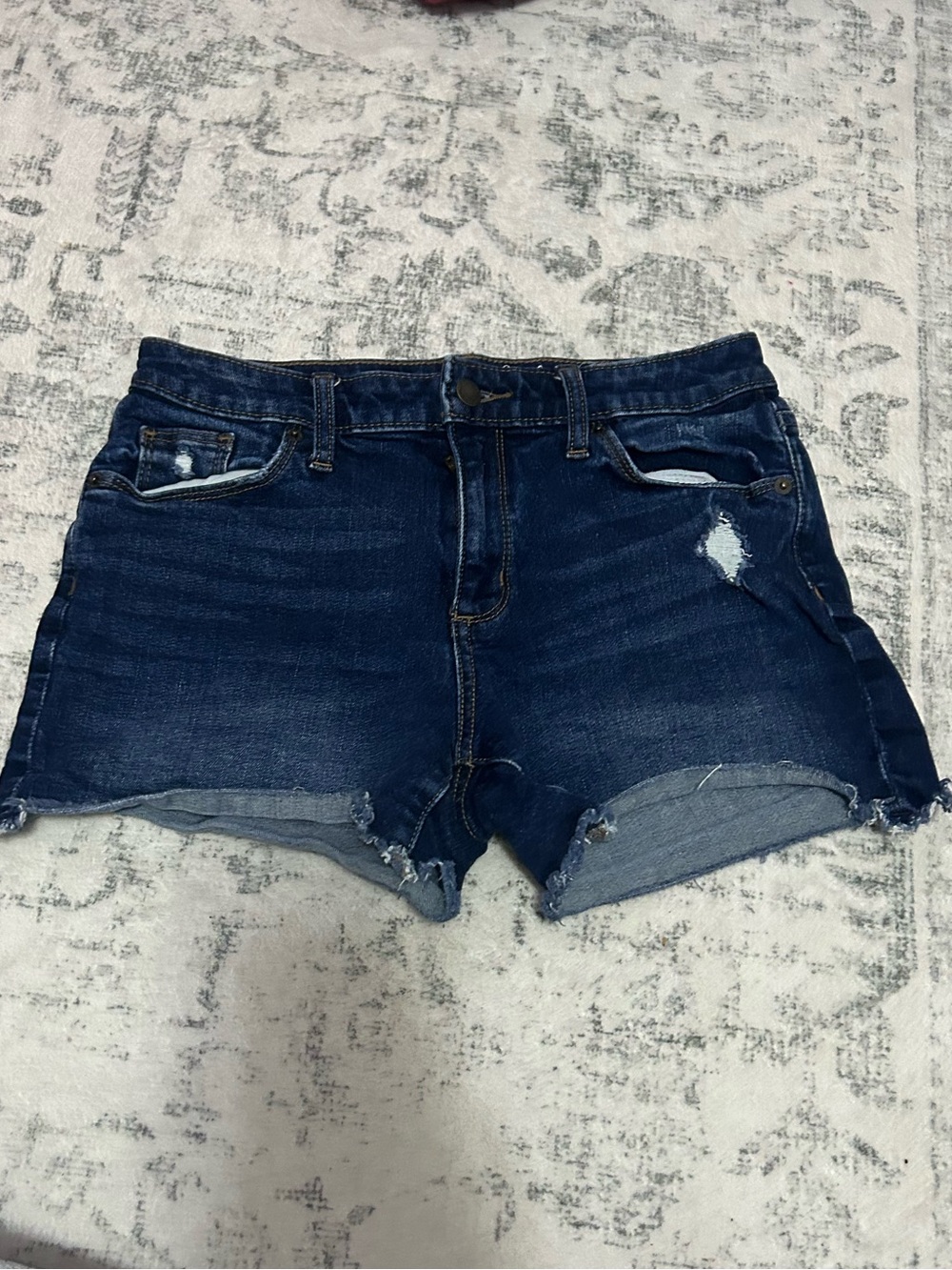 Dark wash denim shorts